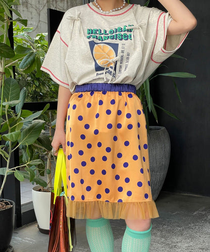 HELLO.SANFRANCISCO 緞面波點薄紗中裙 - Image 16