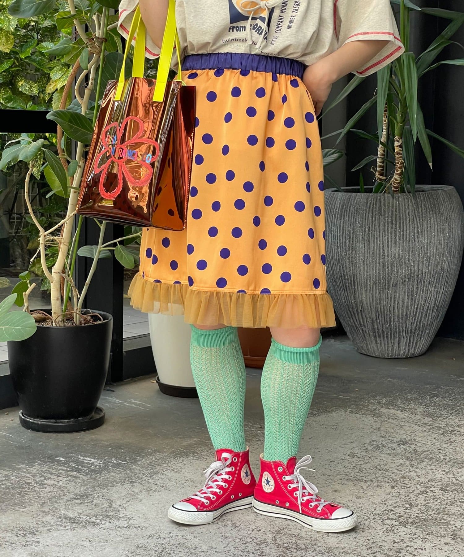 HELLO.SANFRANCISCO 緞面波點薄紗中裙 - Image 17