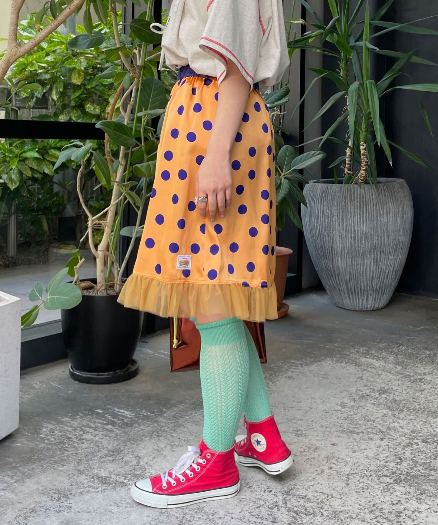 HELLO.SANFRANCISCO 緞面波點薄紗中裙 - Image 18