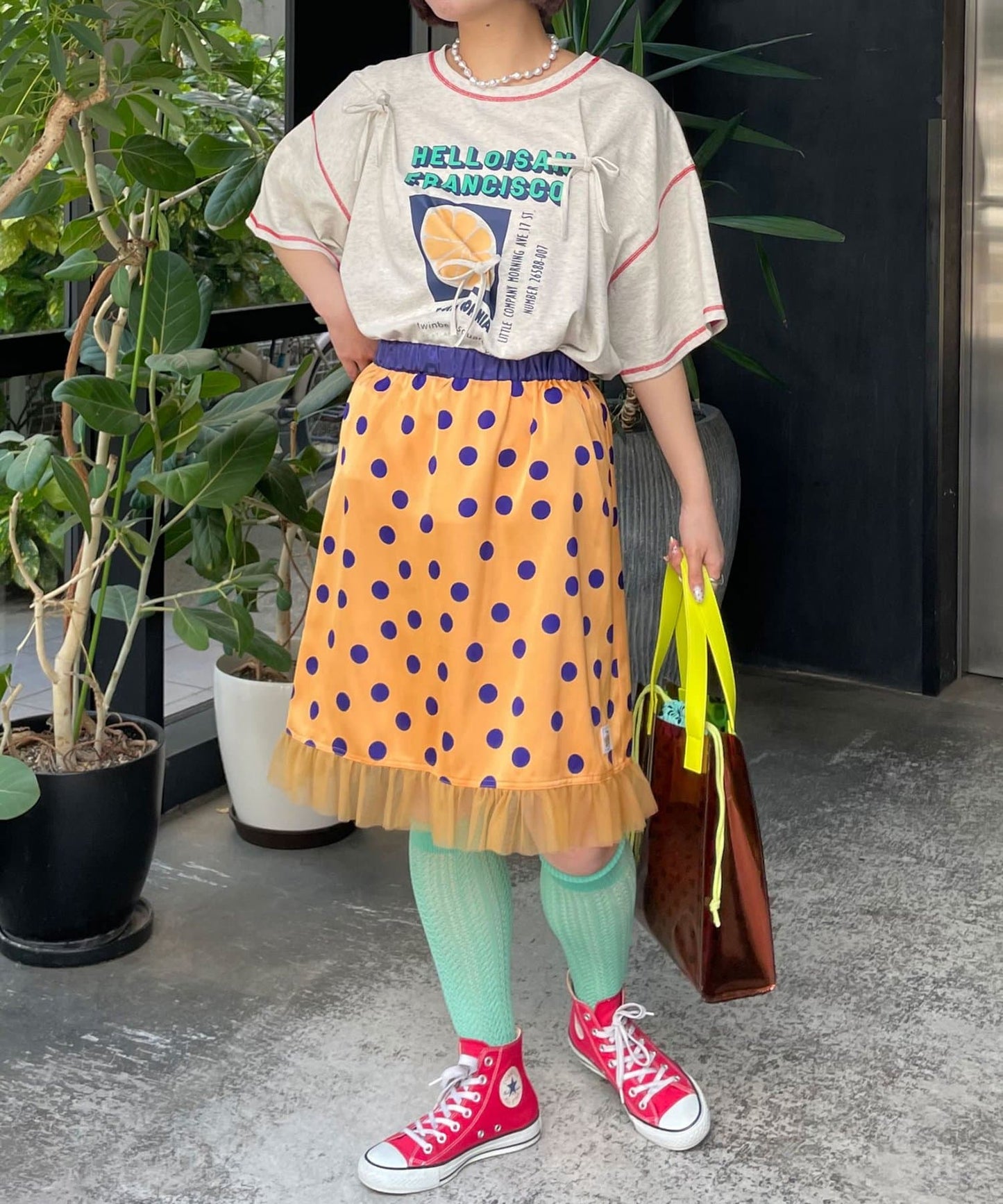 HELLO.SANFRANCISCO 緞面波點薄紗中裙 - Image 20