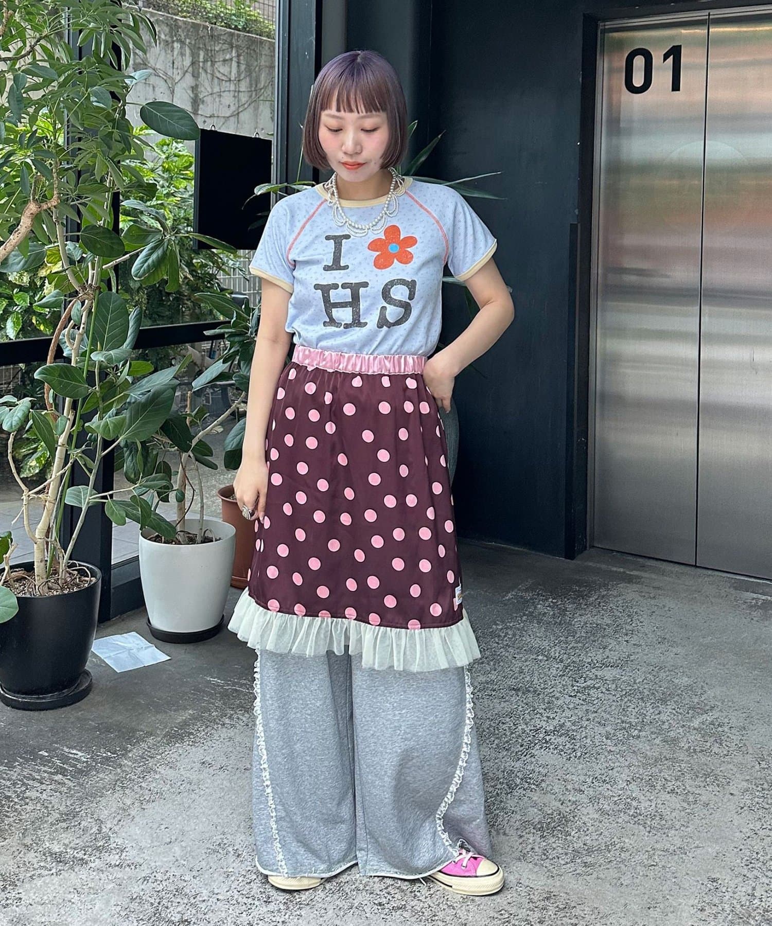 HELLO.SANFRANCISCO 緞面波點薄紗中裙 - Image 34