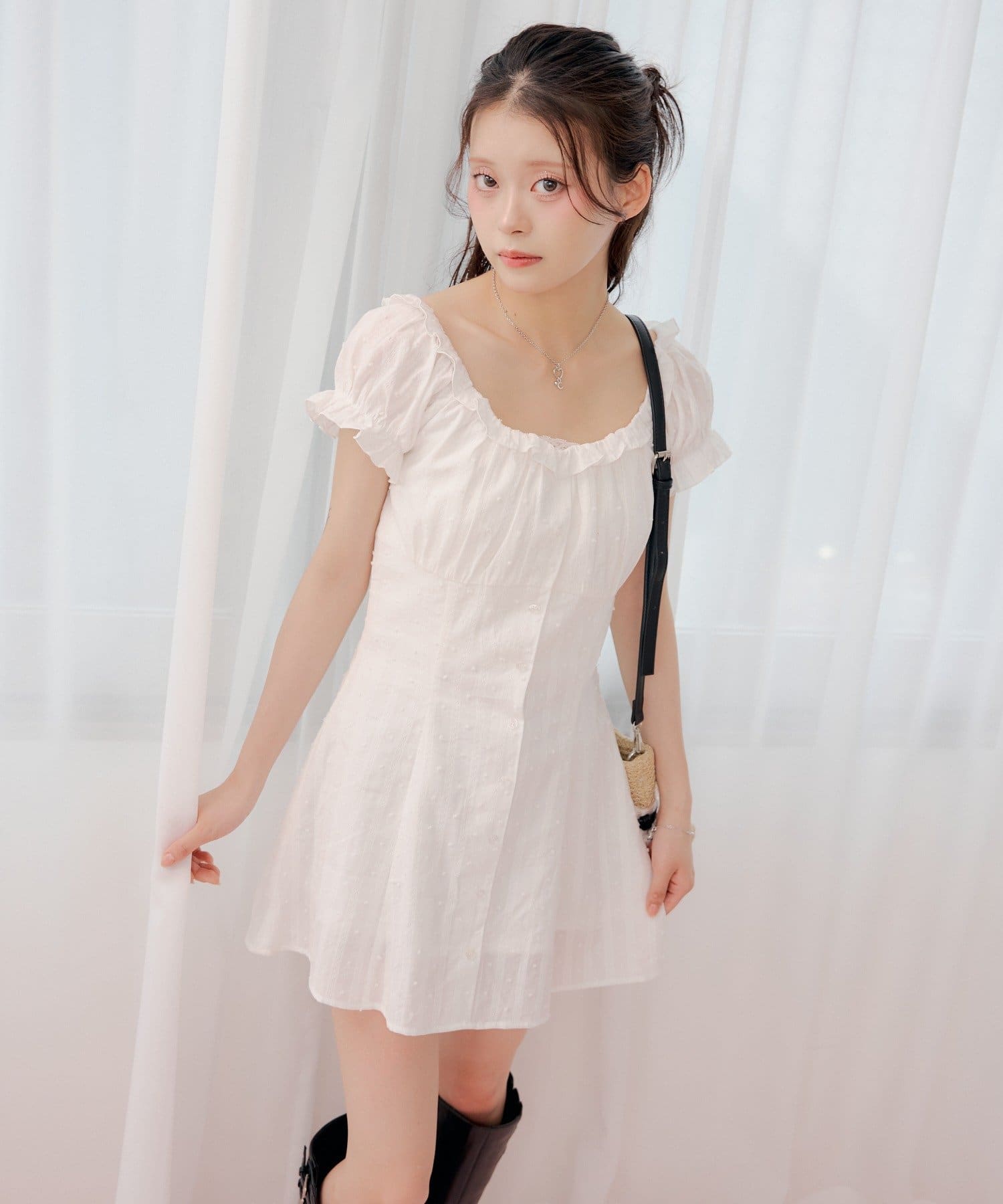 [Set Fair Item #8] CHICO French sleeve flared mini dress - Image 4