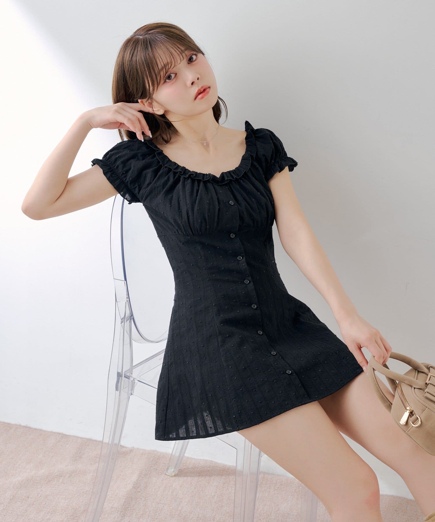 [Set Fair Item #8] CHICO French sleeve flared mini dress - Image 2