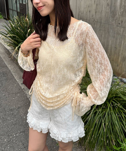 CIAOPANIC Shirred Lace Top - Image 1