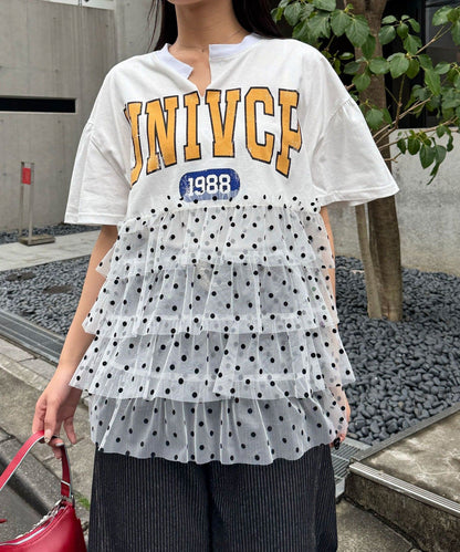 CIAOPANIC 波點薄紗拼接Tee - Image 5