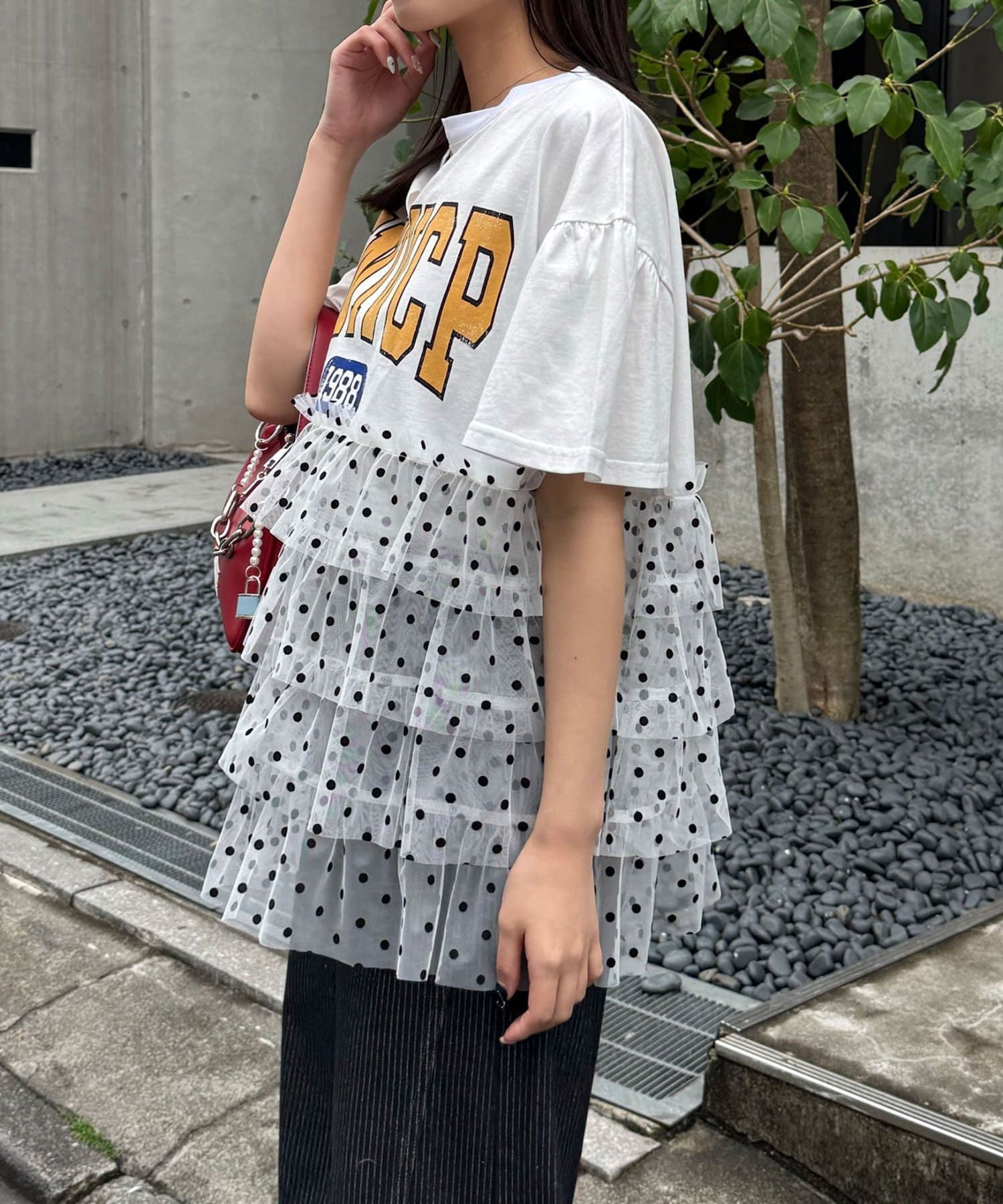 CIAOPANIC 波點薄紗拼接Tee - Image 6