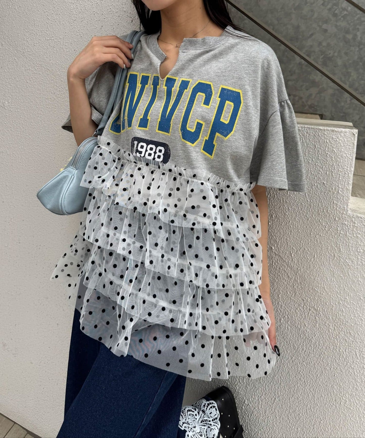 CIAOPANIC 波點薄紗拼接Tee - Image 2