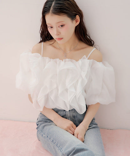 [Set Fair Item #5] CHICO 荷葉邊露肩balloon blouse - Image 5