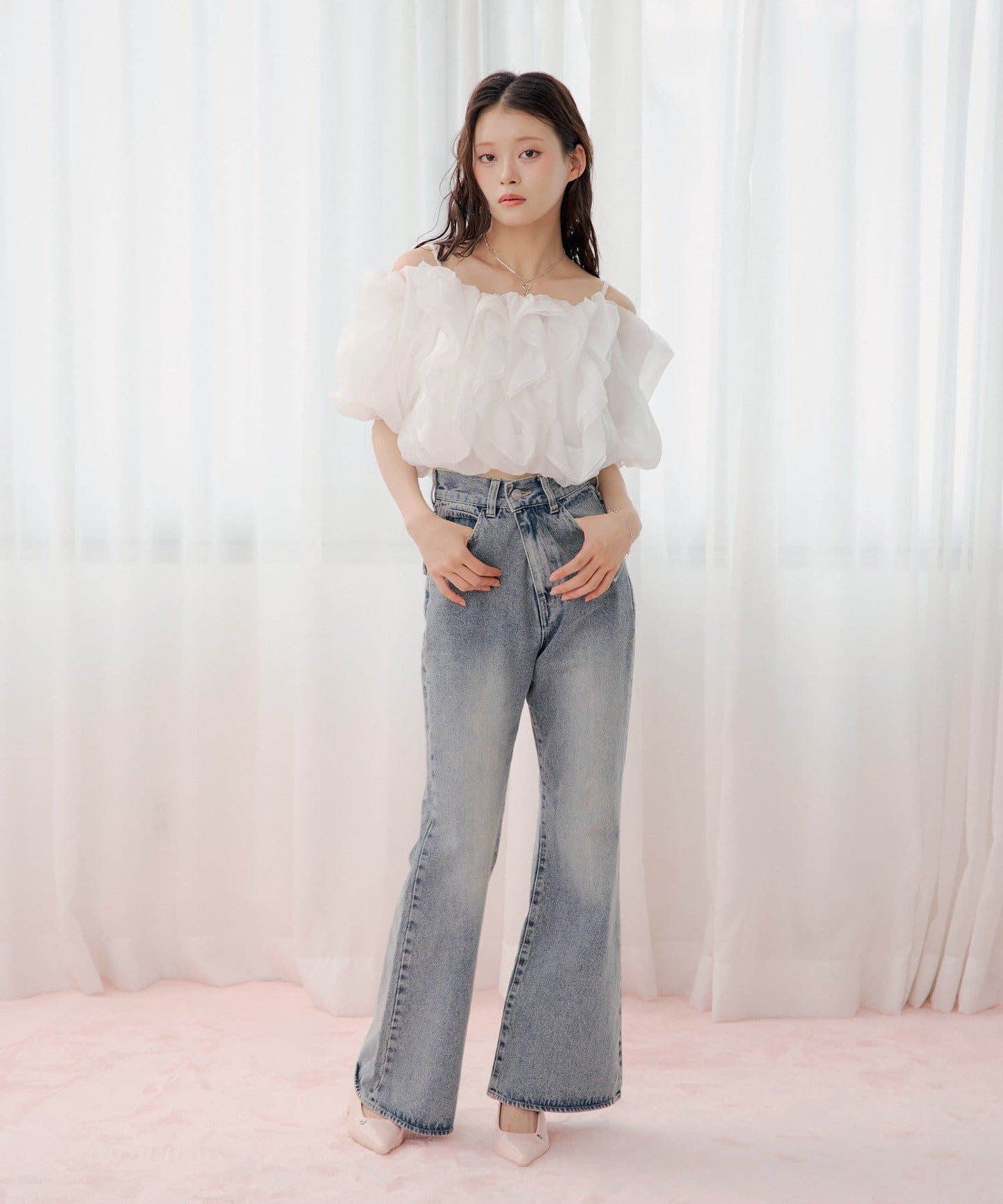 [Set Fair Item #5] CHICO 荷葉邊露肩balloon blouse - Image 6