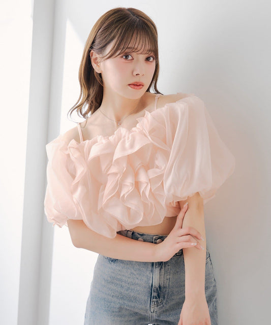 [Set Fair Item #5] CHICO 荷葉邊露肩balloon blouse - Image 1