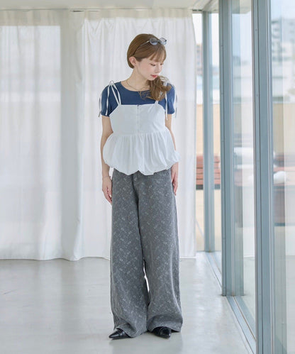Kastane [Wide] floral embroidered denim - Image 11