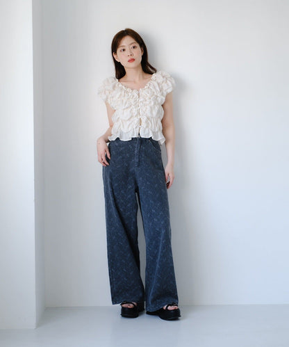 Kastane [Wide] floral embroidered denim - Image 21