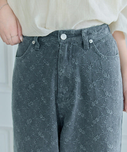 Kastane [Wide] floral embroidered denim - Image 22