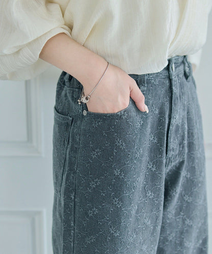 Kastane [Wide] floral embroidered denim - Image 23