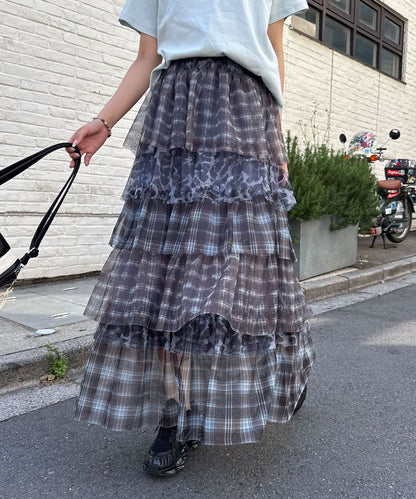 CIAOPANIC Mix Pattern 薄紗層層長裙 - Image 4