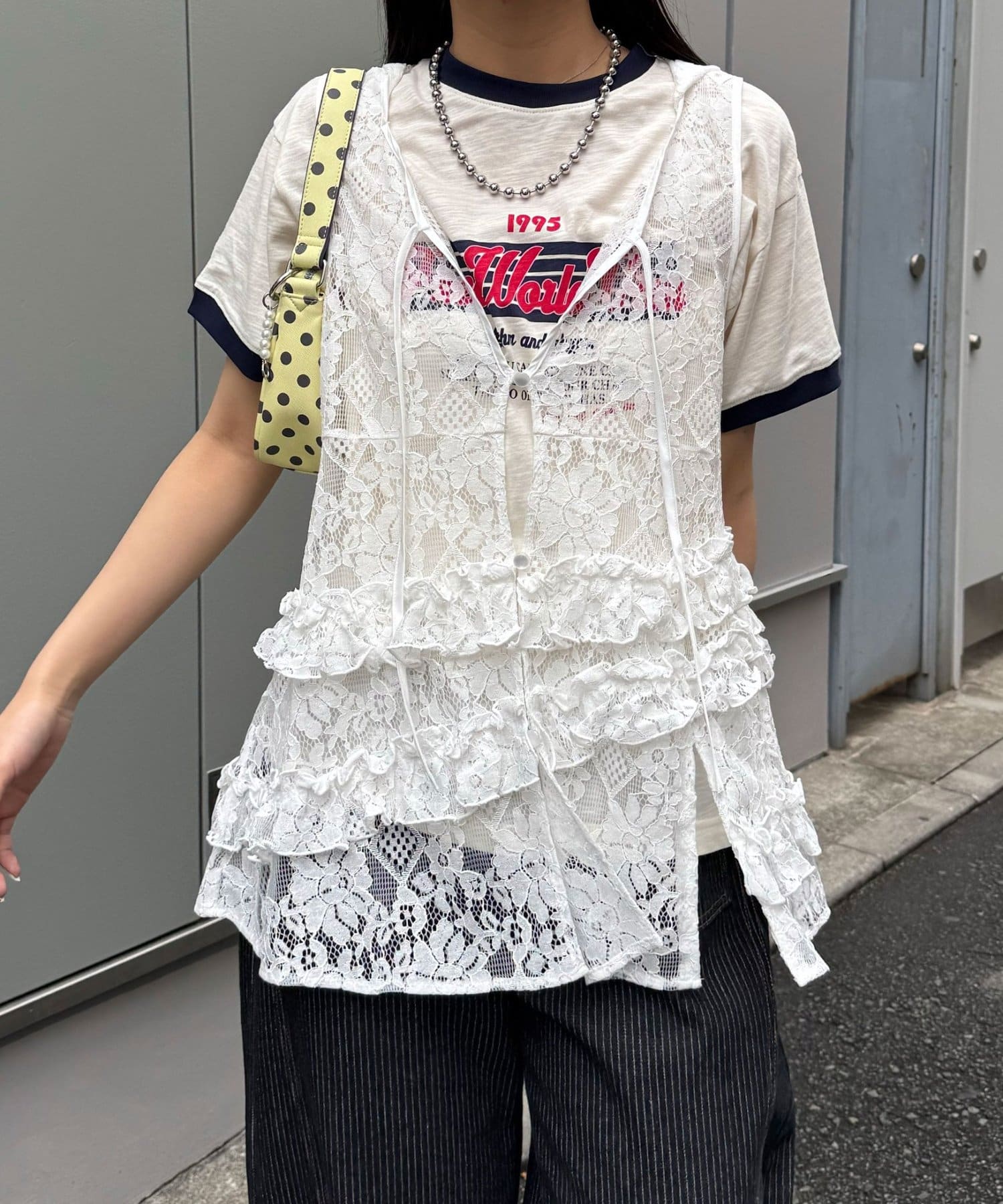 CIAOPANIC Rufflw邊Lace連帽背心 - Image 6