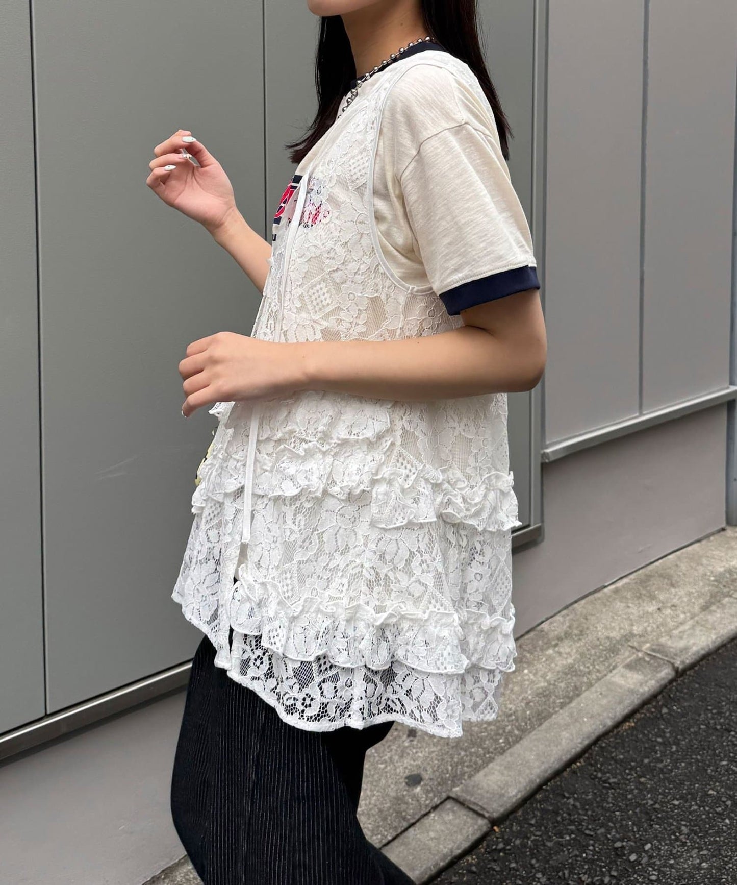 CIAOPANIC Rufflw邊Lace連帽背心 - Image 7