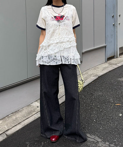 CIAOPANIC Rufflw邊Lace連帽背心 - Image 9