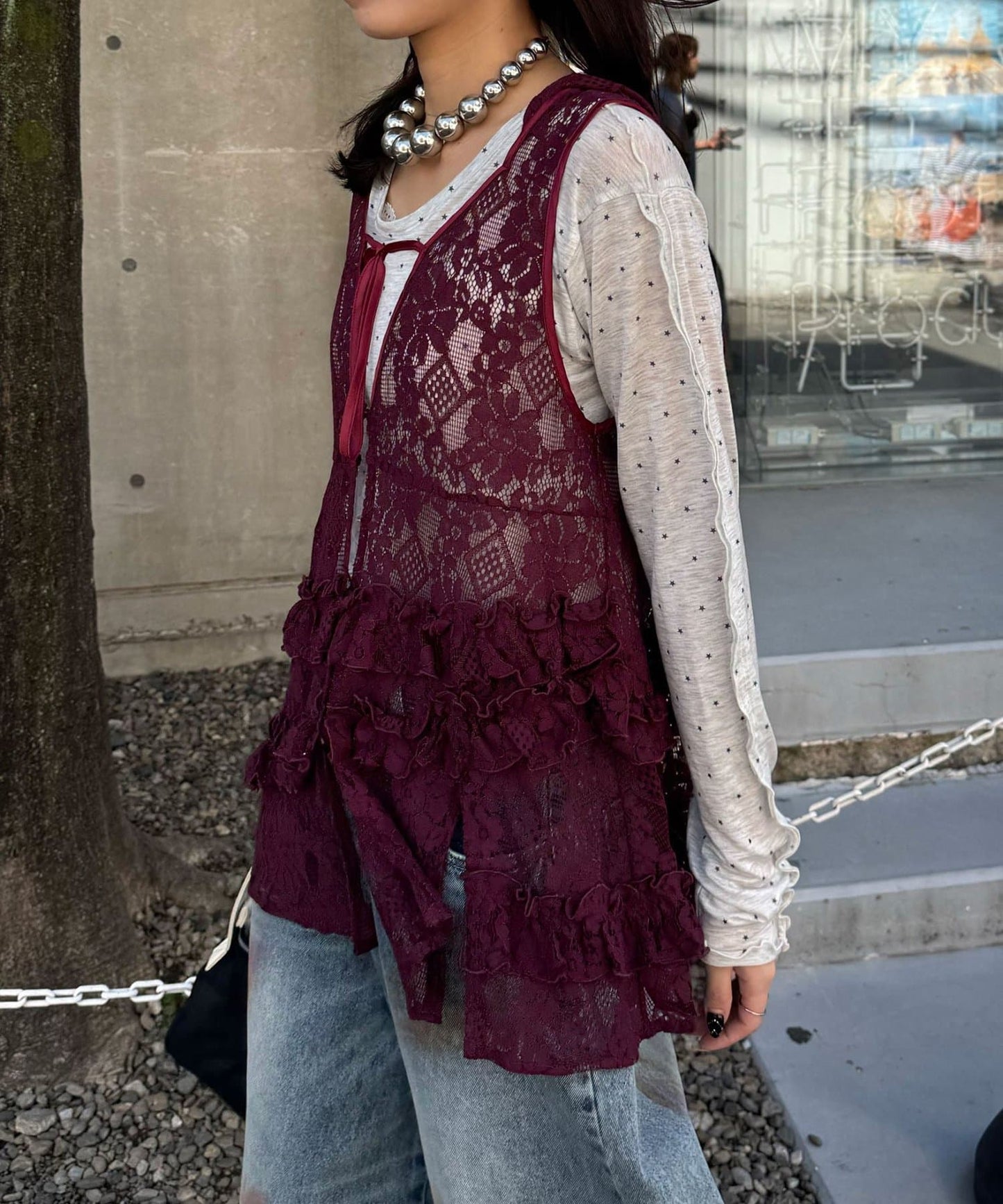 CIAOPANIC Rufflw邊Lace連帽背心 - Image 15