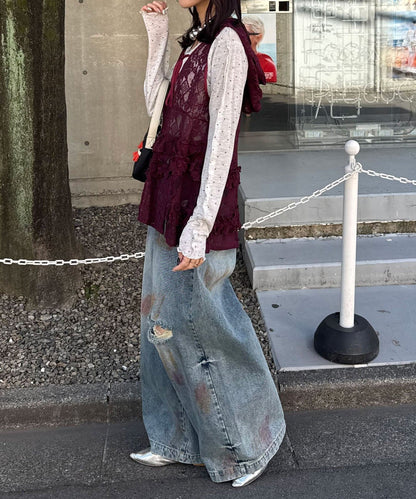 CIAOPANIC Rufflw邊Lace連帽背心 - Image 18