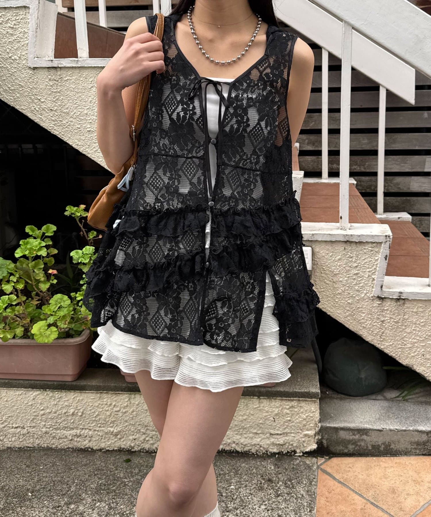 CIAOPANIC Rufflw邊Lace連帽背心 - Image 22