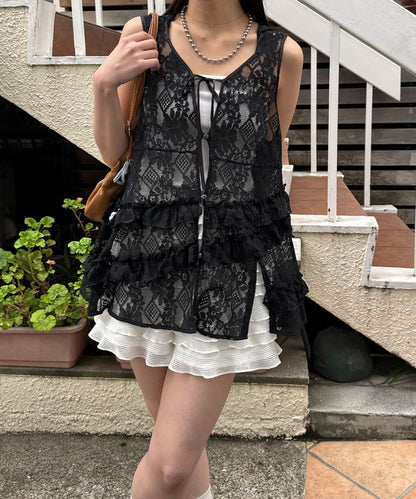 CIAOPANIC Rufflw邊Lace連帽背心 - Image 22