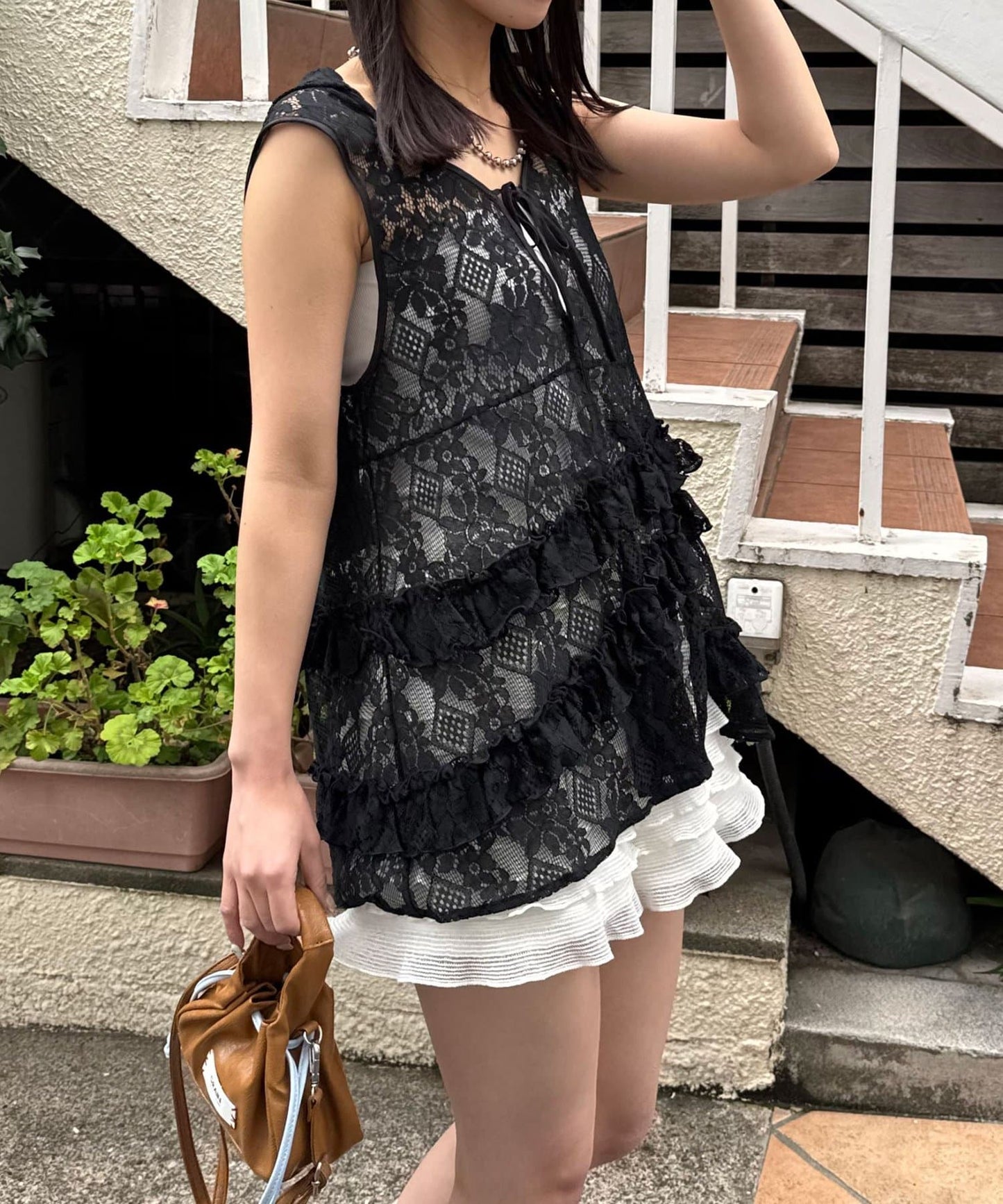 CIAOPANIC Rufflw邊Lace連帽背心 - Image 23