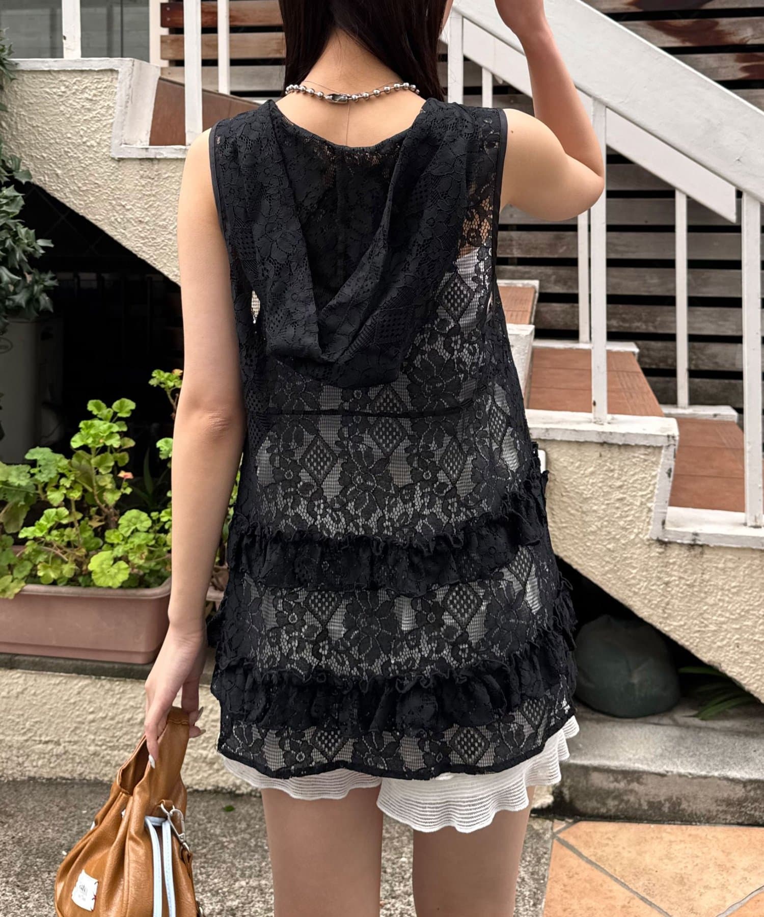 CIAOPANIC Rufflw邊Lace連帽背心 - Image 24