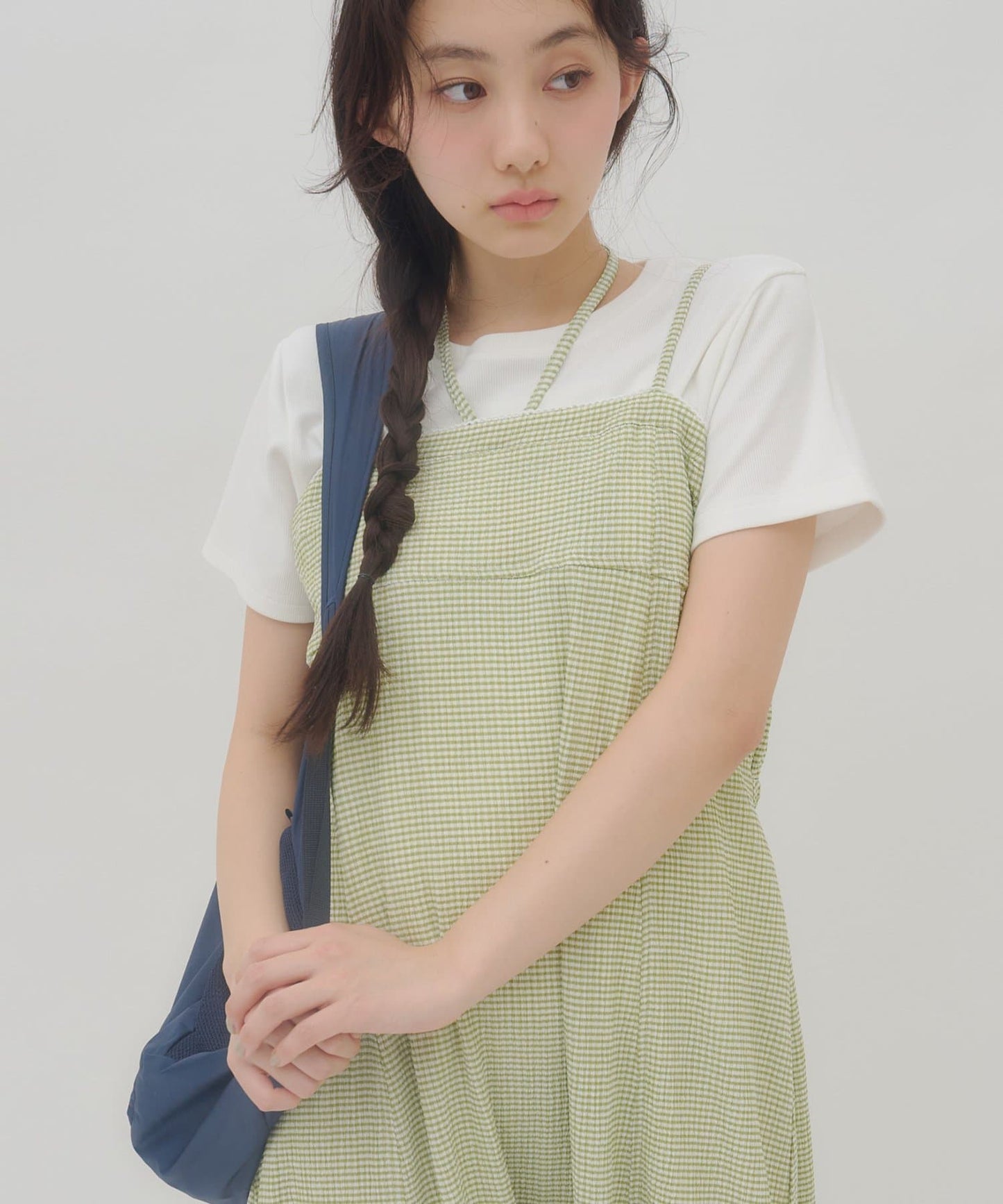umm. By Discoat Lace下擺格仔吊帶ops - Image 3