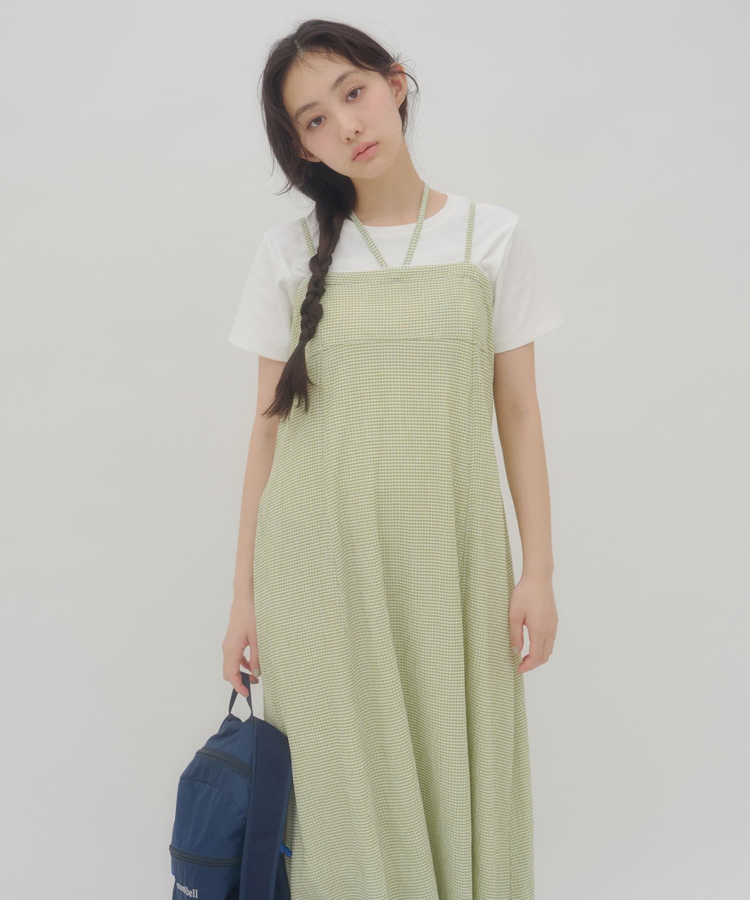 umm. By Discoat Lace下擺格仔吊帶ops - Image 5