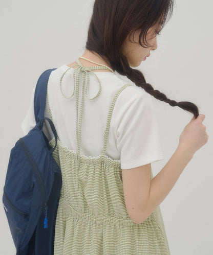 umm. By Discoat Lace下擺格仔吊帶ops - Image 7
