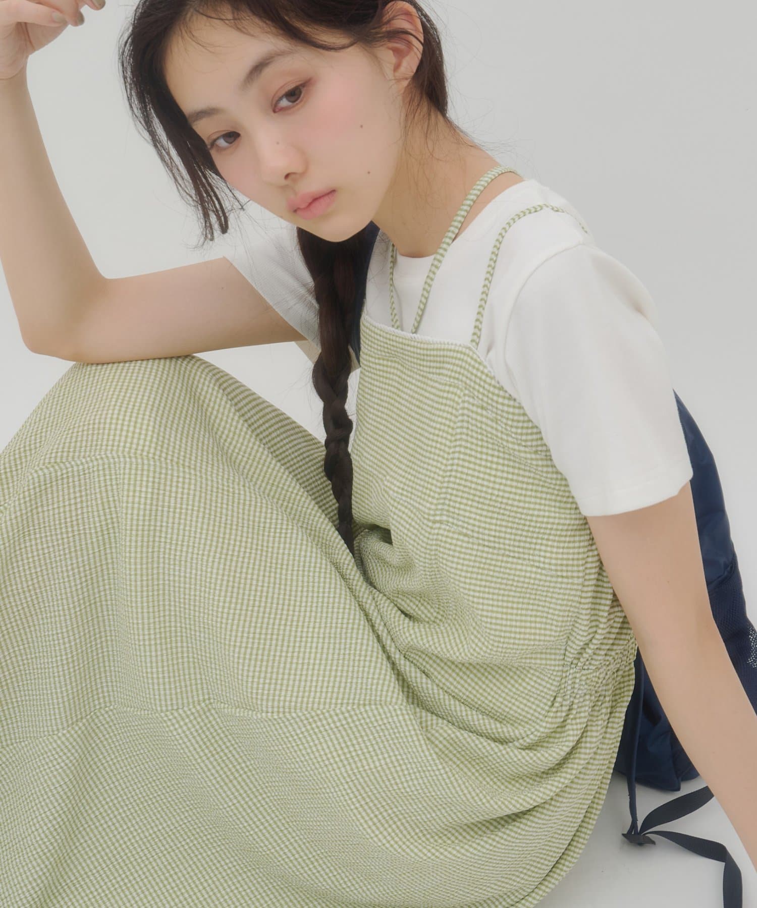 umm. By Discoat Lace下擺格仔吊帶ops - Image 9