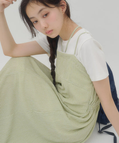 umm. By Discoat Lace下擺格仔吊帶ops - Image 9