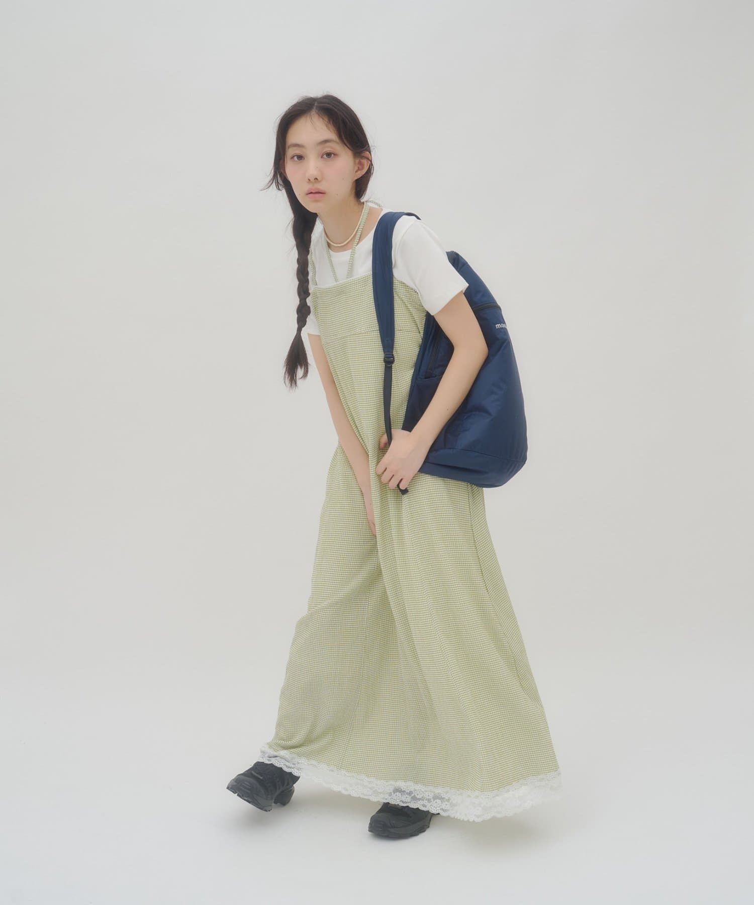 umm. By Discoat Lace下擺格仔吊帶ops - Image 11