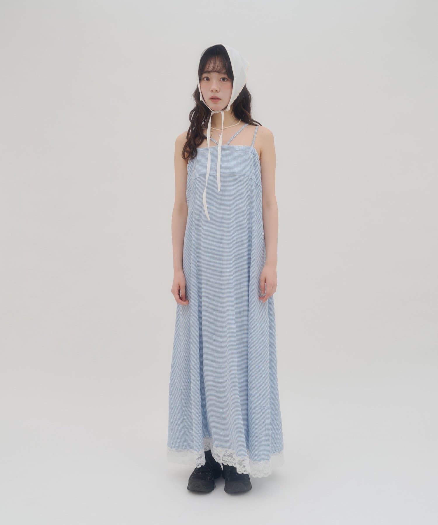 umm. By Discoat Lace下擺格仔吊帶ops - Image 13