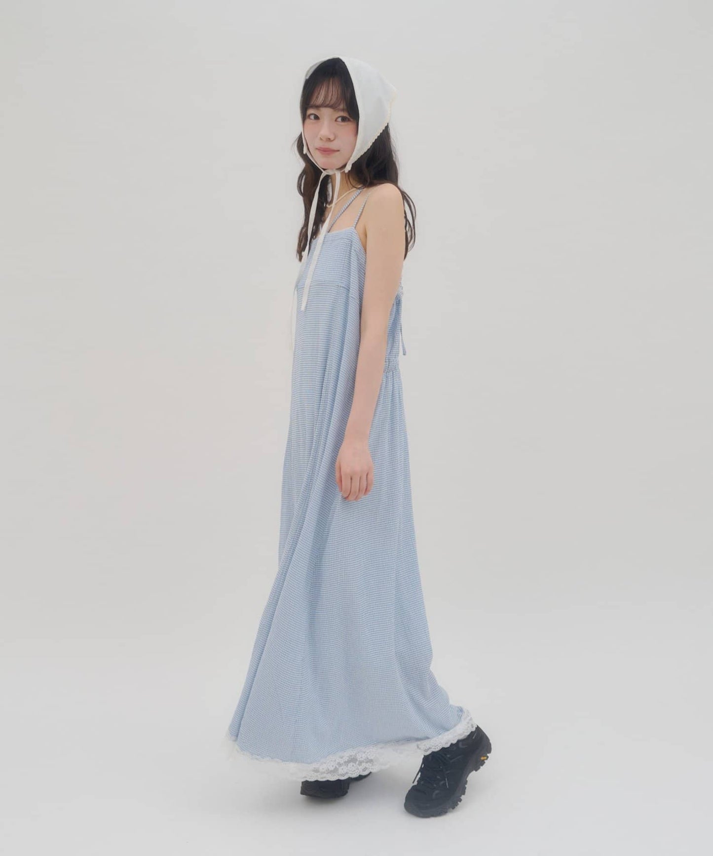 umm. By Discoat Lace下擺格仔吊帶ops - Image 14