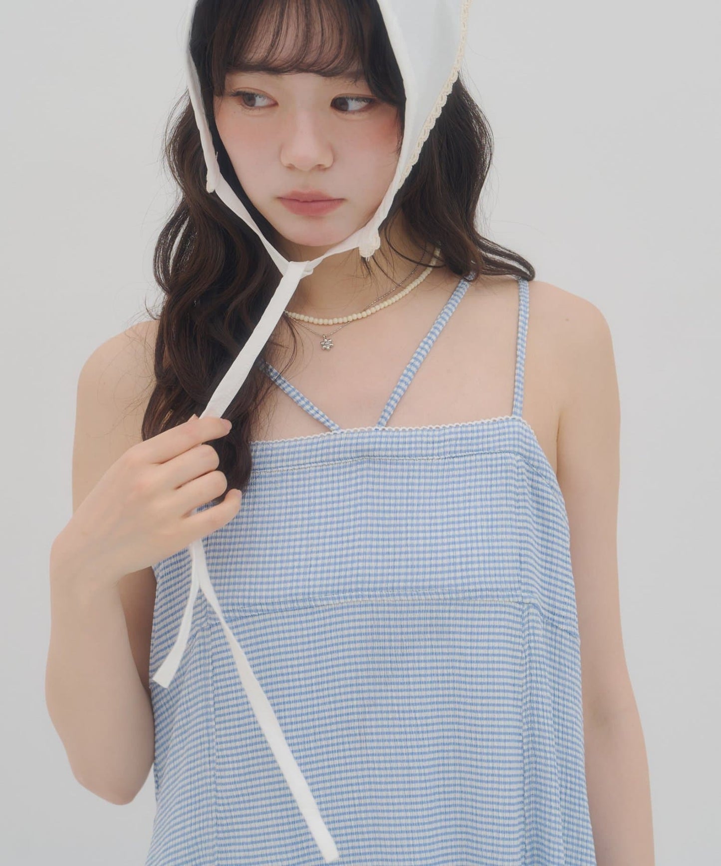 umm. By Discoat Lace下擺格仔吊帶ops - Image 16