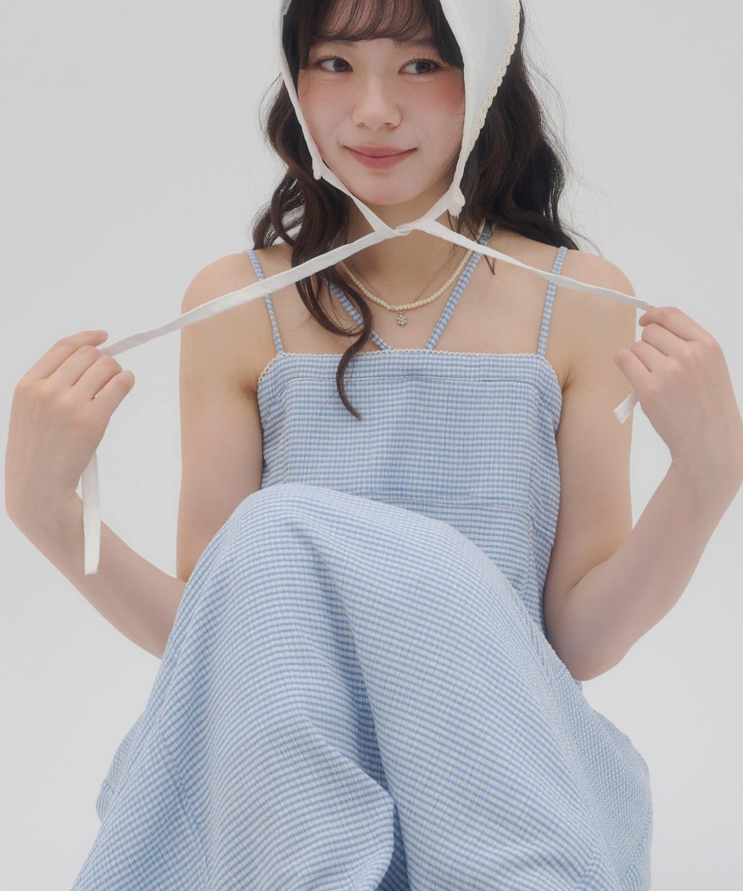 umm. By Discoat Lace下擺格仔吊帶ops - Image 20