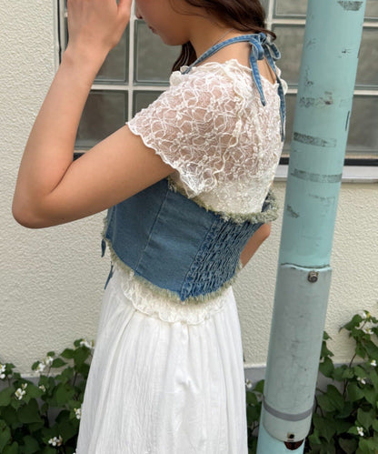 w closet 繫帶牛仔胸衣 - Image 11