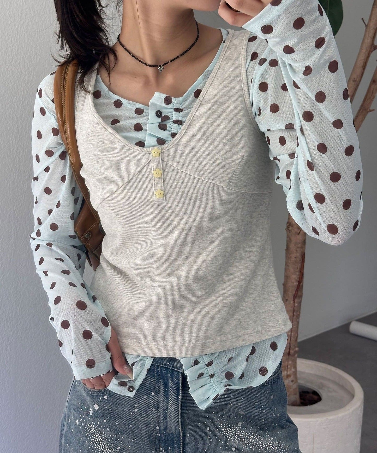 CIAOPANIC 星星鈕Henley Tank Top - Image 37