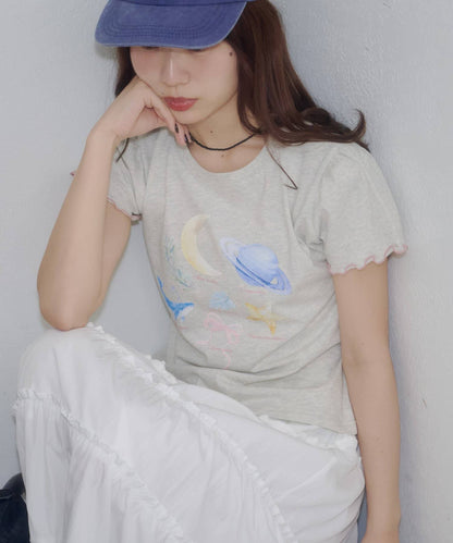umm. By Discaot Ruffle 袖 Print Tee - Image 16