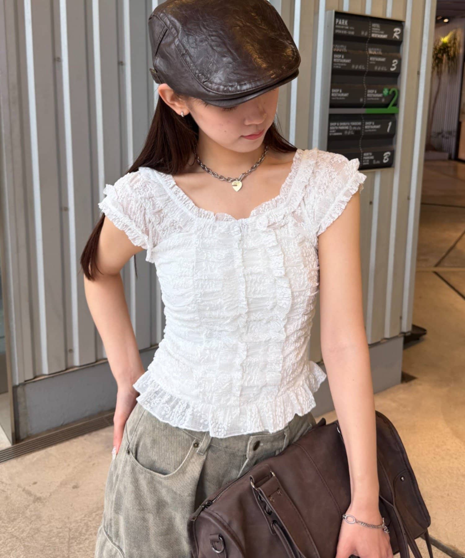w closet 褶皺Lace法式Tee - Image 4