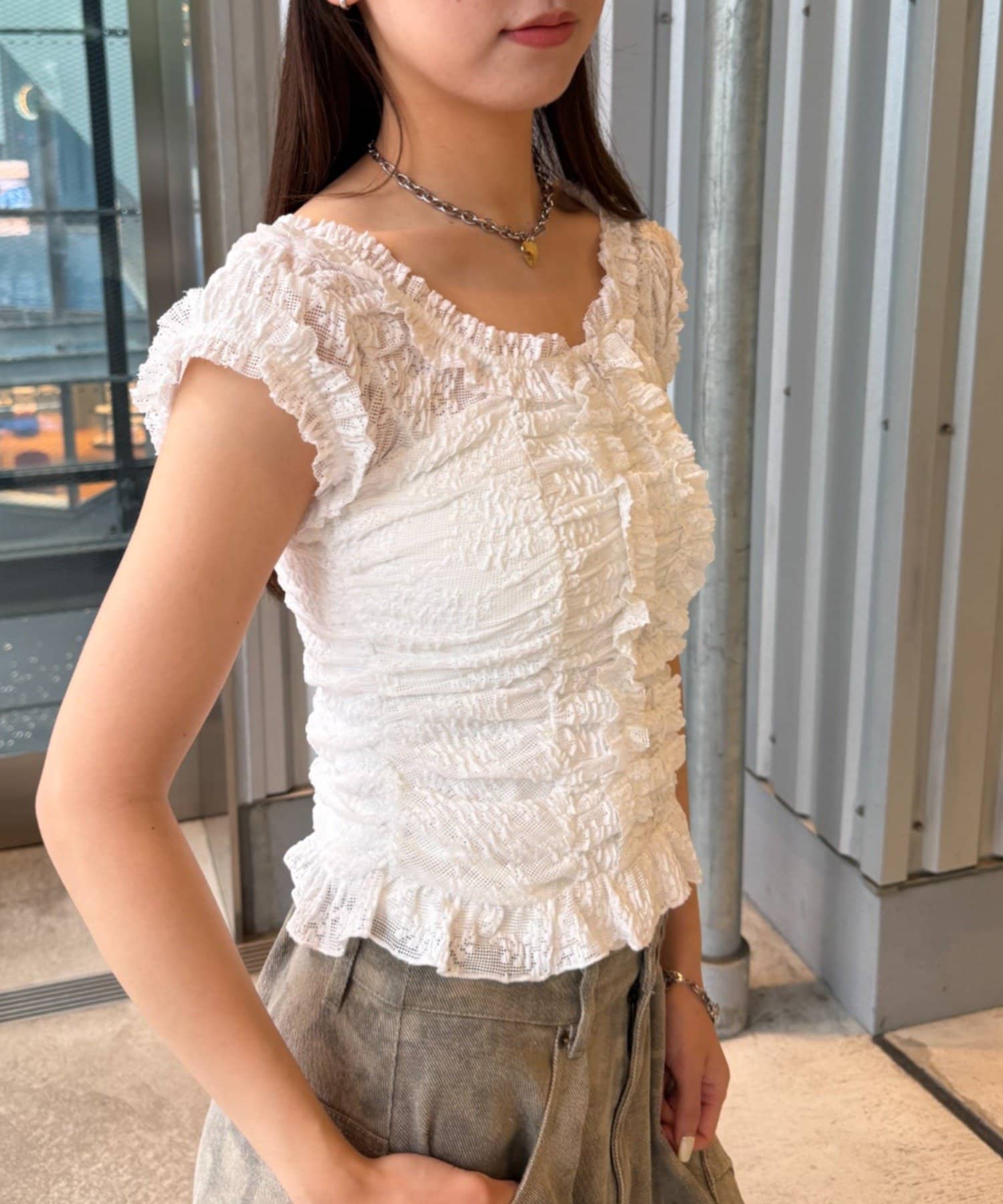 w closet 褶皺Lace法式Tee - Image 5