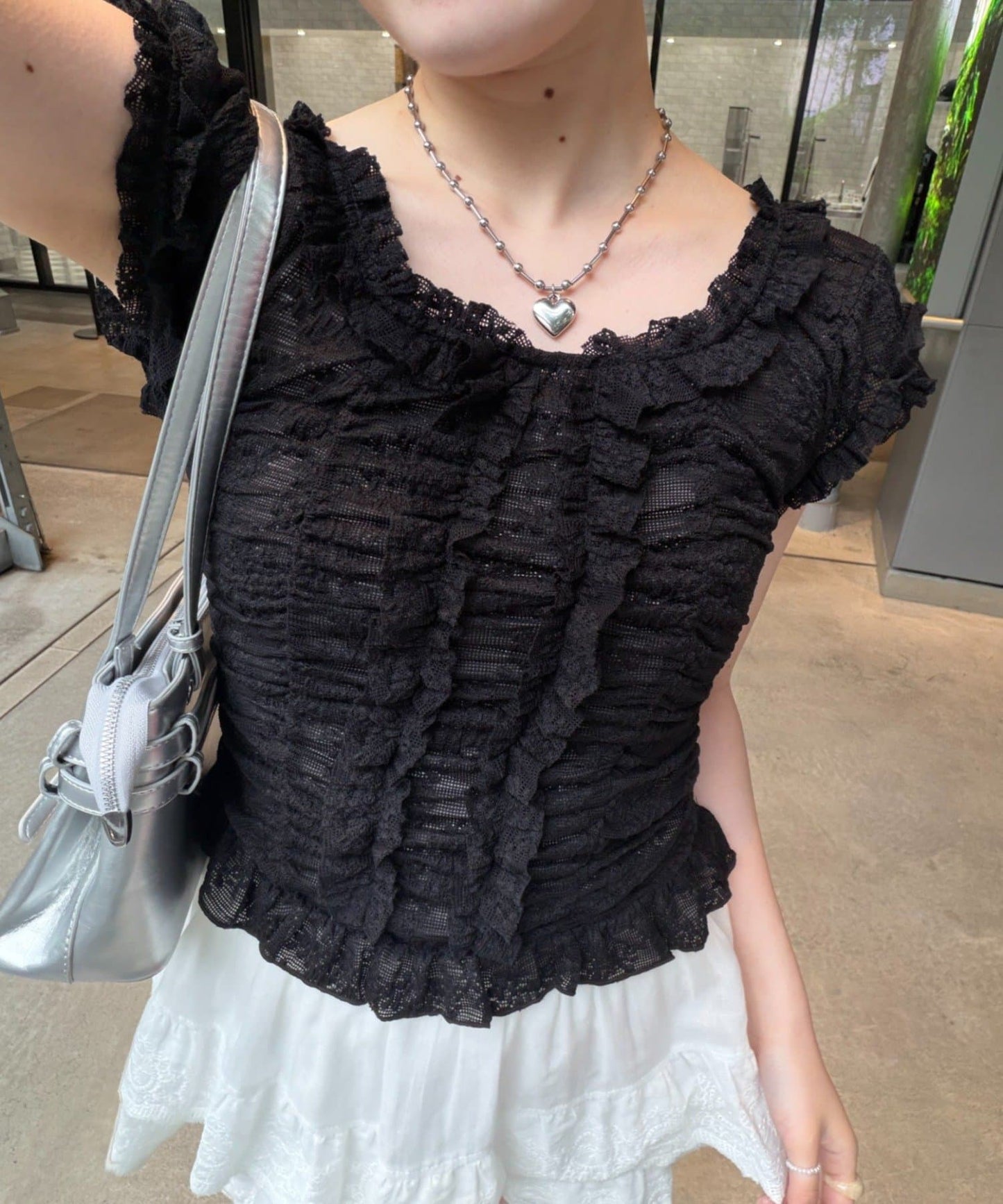 w closet 褶皺Lace法式Tee - Image 2