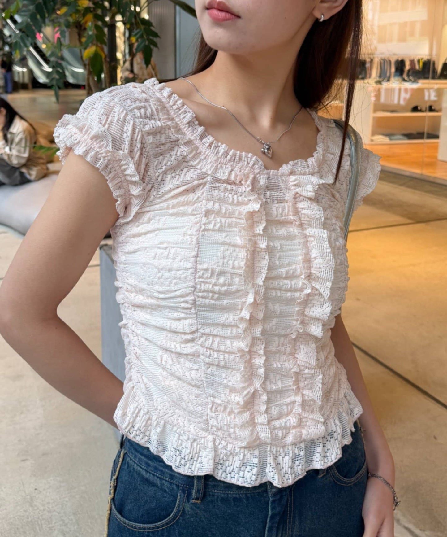 w closet 褶皺Lace法式Tee - Image 3