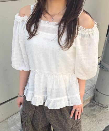 w closet Off-shoulder frill blouse - Image 6