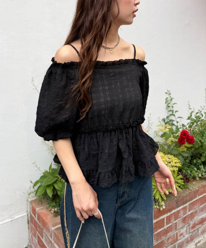 w closet Off-shoulder frill blouse - Image 3
