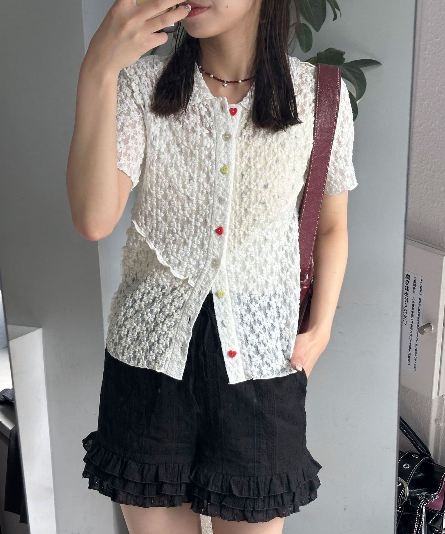 CIAOPANIC 心心紐Lace Polo - Image 2