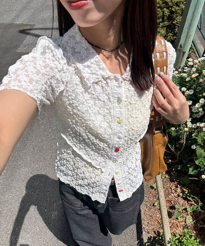 CIAOPANIC 心心紐Lace Polo - Image 5