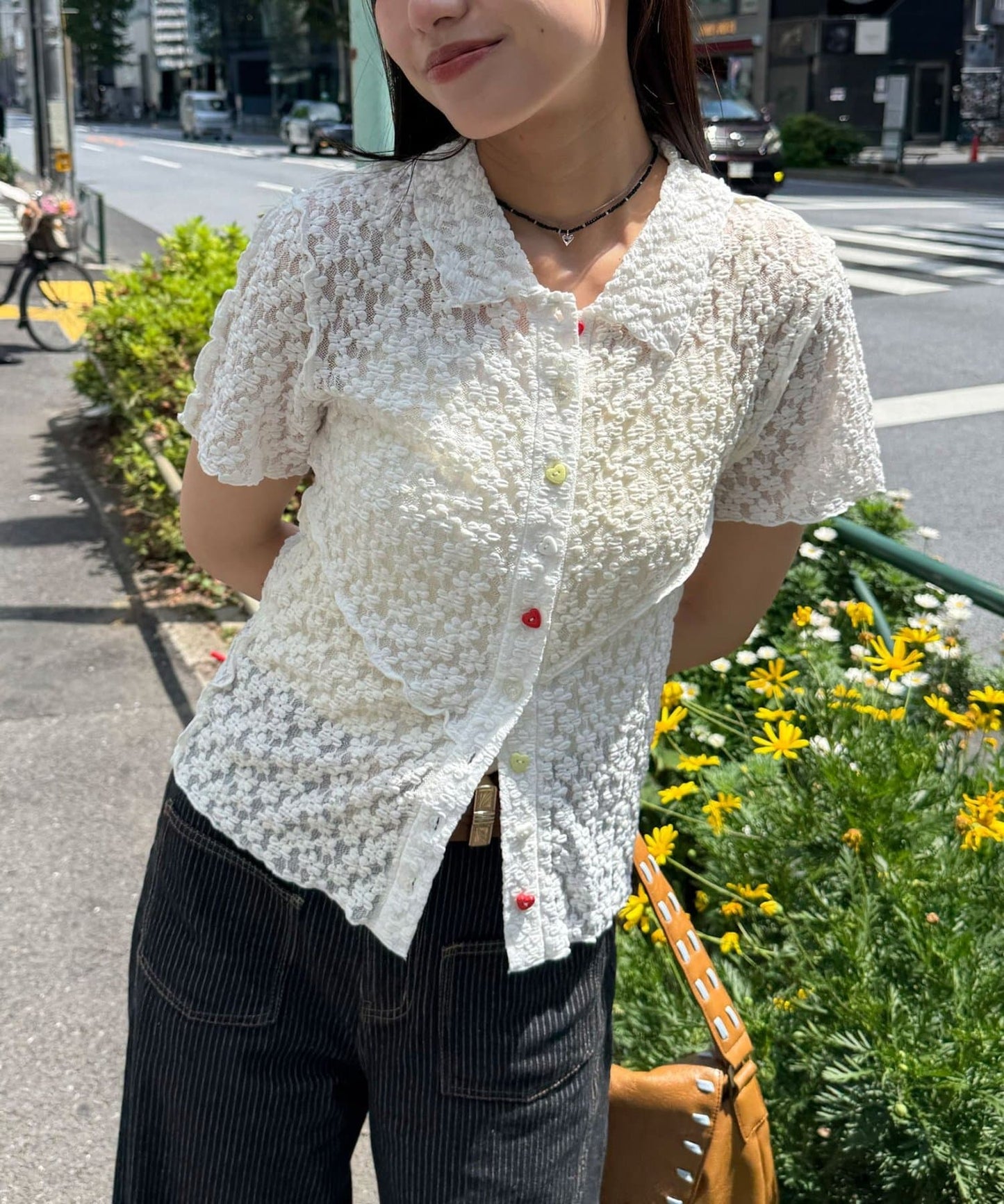 CIAOPANIC 心心紐Lace Polo - Image 6